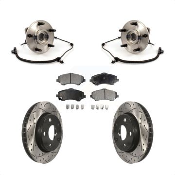Front Hub Bearing Assembly Drilled Slot Brake Rotor & Pad Kit For 2007-2010 Jeep Wrangler KBB-102907