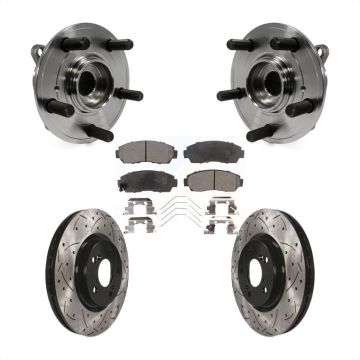 Front Hub Bearing Assembly Drilled Slot Brake Rotor & Pad Kit For 2011-2014 Honda Odyssey KBB-102926
