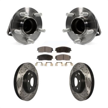 Front Hub Bearing Assembly Drill Slot Brake Rotor Pads Kit For Dodge Charger Chrysler 300 KBB-102951