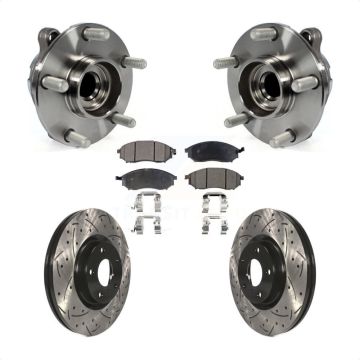 Front Hub Bearing Drilled Slot Brake Rotor Pad Kit For INFINITI EX35 Nissan 370Z G35 QX50 KBB-102956