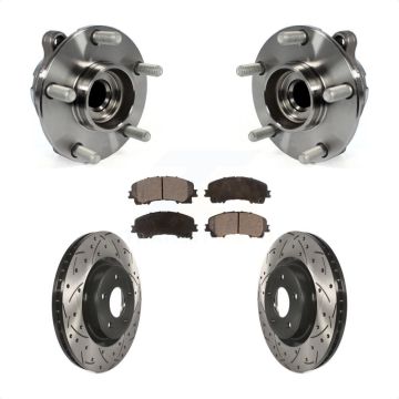 Front Hub Bearing Assembly Drilled Slot Brake Rotor Pad Kit For INFINITI Q50 QX50 Q60 RWD KBB-102957