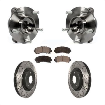 Front Hub Bearing Assembly Drilled Slot Brake Rotor Pad Kit For INFINITI Q50 QX50 Q60 AWD KBB-102959
