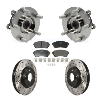 Front Hub Bearing Assembly Coated Drilled Slotted Disc Brake Rotor & Pads Kit For Mazda 6 KBB-102966