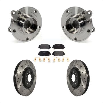 Front Hub Bearing Assembly Coated Drilled Slotted Brake Rotor & Pads Kit For Chrysler 200 KBB-102969