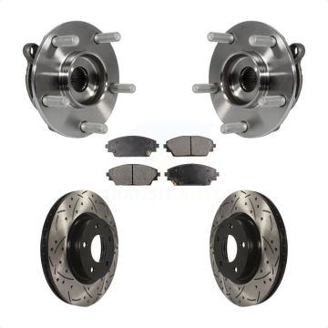 Front Hub Bearing Assembly Coated Drilled Slot Brake Rotor Pad Kit For Mazda 3 CX-3 Sport KBB-102973