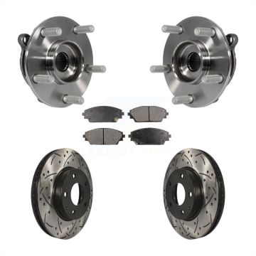 Front Hub Bearing Assembly Coated Drilled Slot Brake Rotor Pad Kit For Mazda 3 CX-3 Sport KBB-102975