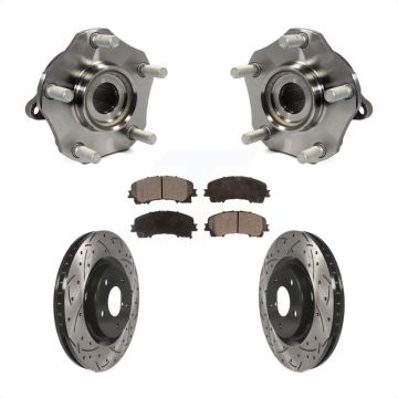 Front Hub Bearing Assembly Coated Drilled Slotted Brake Rotor & Pads Kit For Nissan Rogue KBB-102978