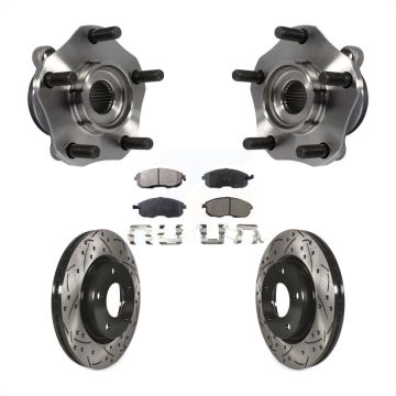 Front Hub Bearing Assembly Coated Drilled Slotted Brake Rotor & Pad Kit For Nissan Sentra KBB-102980