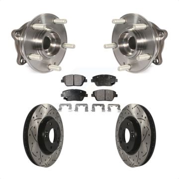 Front Hub Bearing Assembly Coated Drilled Slotted Brake Rotor Pads Kit For Hyundai Sonata KBB-102983