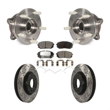 Front Hub Bearing Assembly Coated Drilled Slotted Brake Rotor Pads Kit For Hyundai Sonata KBB-102984