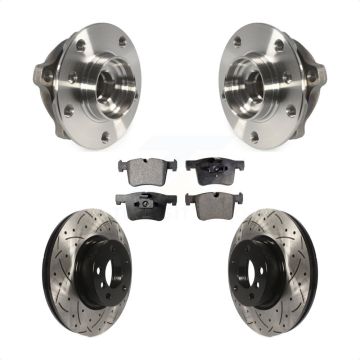 Front Hub Bearing Assembly Coated Drilled Slotted Disc Brake Rotor Pads Kit For BMW X3 X4 KBB-102985