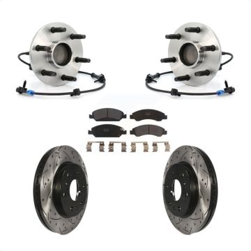 Front Hub Bearing Drill Slot Brake Rotor Pads Kit For Chevrolet GMC Silverado 1500 Sierra KBB-102987