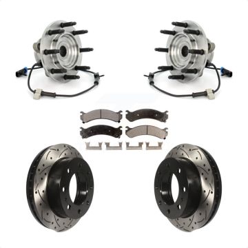 Front Hub Bearing Drill Slot Brake Rotor Pad Kit For GMC Chevrolet Sierra 2500 HD Classic KBB-102988