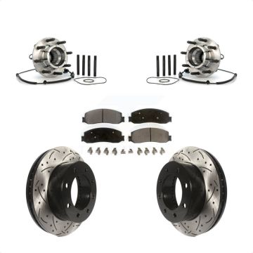 Front Hub Bearing Coat Drill Slot Brake Rotor Pads Kit For 2010 Ford F-250 Super Duty 4WD KBB-102996