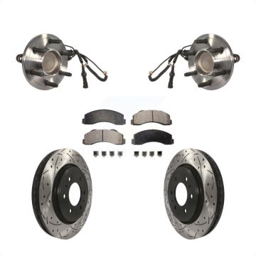 Front Hub Bearing Drilled Slot Brake Rotor Pads Kit For Ford Expedition Lincoln Navigator KBB-103003