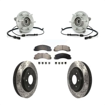 Front Hub Bearing Drilled Slot Brake Rotor Pads Kit For Ford Expedition Lincoln Navigator KBB-103005