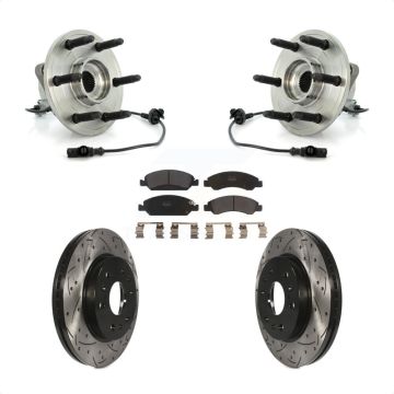 Front Hub Bearing Drill Slot Brake Rotor Pads Kit For Chevrolet GMC Sierra 1500 Silverado KBB-103007