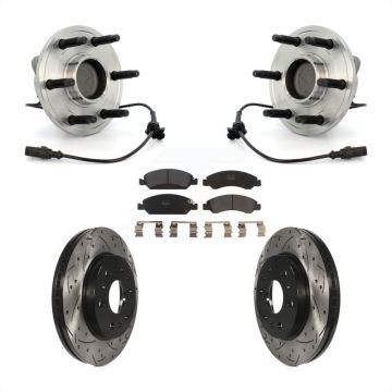 Front Hub Bearing Drill Slot Brake Rotor Pads Kit For Chevrolet GMC Sierra 1500 Silverado KBB-103010