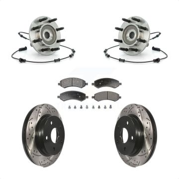 Front Hub Bearing Drilled Slot Brake Rotor & Pad Kit For Dodge Ram 1500 With 8 Lug Wheels KBB-103013
