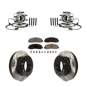 Front Hub Bearing Drill Slot Brake Rotor Pad Kit For 2012 Ford F-350 Super Duty F-250 4WD KBB-103023