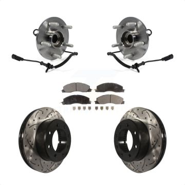 Front Hub Bearing Drill Slot Brake Rotor Pads Kit For 2012 Ram 1500 4WD With 8 Lug Wheels KBB-103038