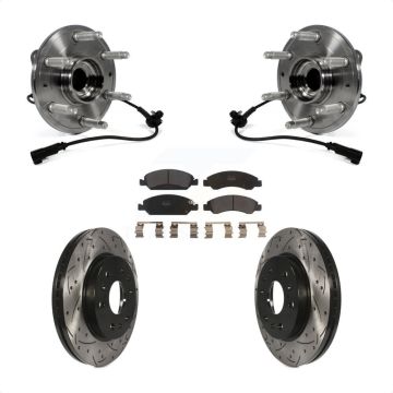 Front Hub Bearing Drill Slot Brake Rotor Pads Kit For GMC Sierra 1500 Chevrolet Silverado KBB-103041