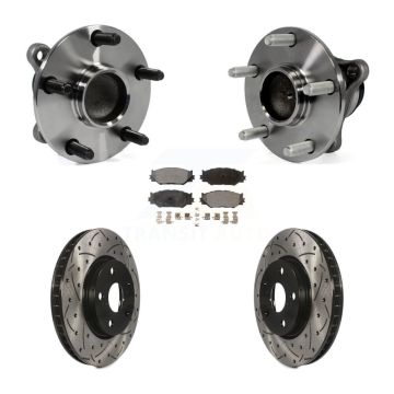 Front Hub Bearing Assembly Coated Drilled Slotted Brake Rotor Pad Kit For Lexus IS250 RWD KBB-103047