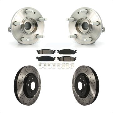 Front Hub Bearing Assembly Coated Drilled Slotted Brake Rotor & Pad Kit For Ford Explorer KBB-103050