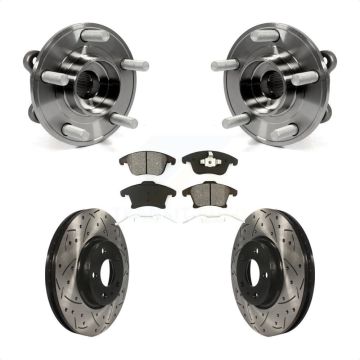 Front Hub Bearing Assembly Drilled Slot Brake Rotor & Pad Kit For Ford Fusion Lincoln MKZ KBB-103053