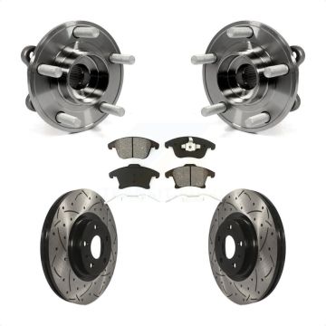 Front Hub Bearing Assembly Drilled Slot Brake Rotor & Pad Kit For Ford Fusion Lincoln MKZ KBB-103054