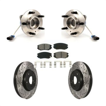 Front Hub Bearing Assembly Coated Drilled Slot Brake Rotor Pads Kit For 2010 Buick Allure KBB-103058