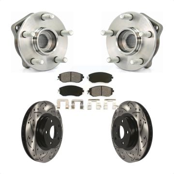 Front Hub Bearing Assembly Coated Drilled Slotted Brake Rotor Pads Kit For Subaru Impreza KBB-103060