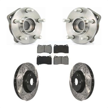 Front Hub Bearing Coated Drill Slot Brake Rotor Pads Kit For 2014 Subaru WRX Limited Base KBB-103062