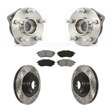 Front Hub Bearing Drilled Slot Brake Rotor Pad Kit For 2009 Subaru Legacy 3.0 R with 3.0L KBB-103063