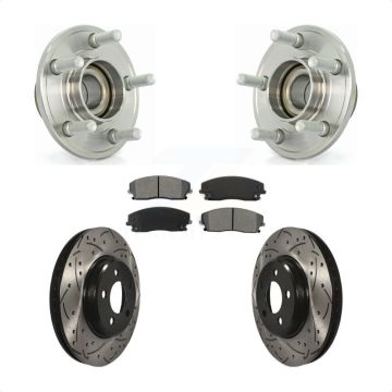 Front Hub Bearing Drilled Slot Brake Rotor Pads Kit For Dodge Chrysler 300 Charger Magnum KBB-103069