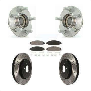 Front Hub Bearing Drilled Slot Brake Rotor Pads Kit For Dodge Chrysler 300 Charger Magnum KBB-103070