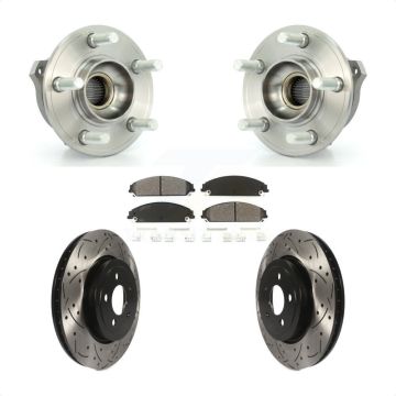 Front Hub Bearing Drilled Slot Brake Rotor Pads Kit For Dodge Chrysler 300 Charger Magnum KBB-103072