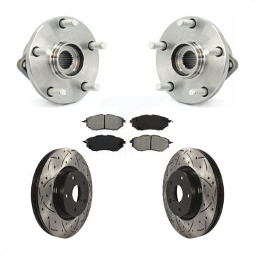 Front Hub Bearing Assembly Drilled Slot Brake Rotor Pads Kit For 2008-2014 Subaru Tribeca KBB-103074