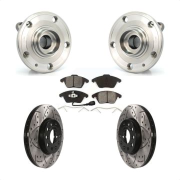 Front Hub Bearing Drill Slot Brake Rotor Pads Kit For Volkswagen Jetta Beetle Rabbit Audi KBB-103077