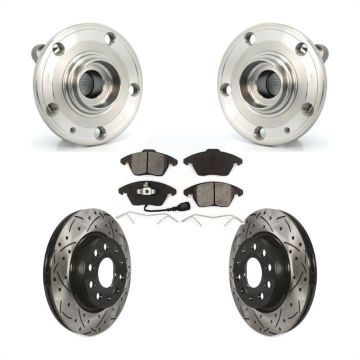 Front Hub Bearing Coat Drill Slot Brake Rotor Pads Kit For Volkswagen GTI Audi A3 Quattro KBB-103078