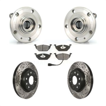 Front Hub Bearing Assembly Coated Drilled Slot Brake Rotor & Pad Kit For Volkswagen Jetta KBB-103079