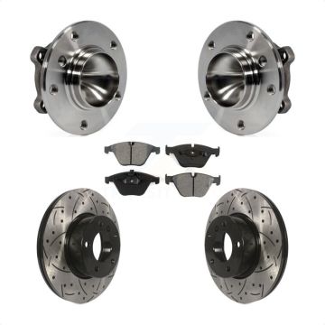 Front Hub Bearing Assembly Coated Drilled Slotted Brake Rotor And Pad Kit For BMW 328i X1 KBB-103080