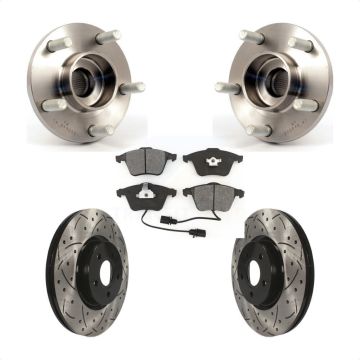 Front Hub Bearing Assembly Coated Drilled Slot Brake Rotor Pads Kit For Volvo S40 V50 C70 KBB-103081