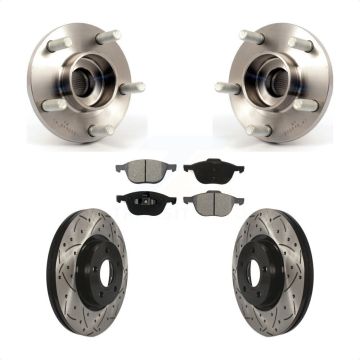 Front Hub Bearing Assembly Coat Drill Slot Brake Rotor Pads Kit For Volvo S40 C30 V50 C70 KBB-103082