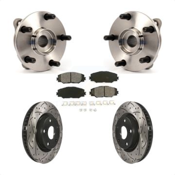 Front Hub Bearing Coat Drill Slot Brake Rotor Pad Kit For Toyota RAV4 Scion Corolla iM tC KBB-103083