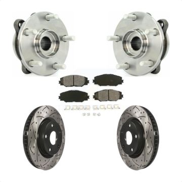 Front Hub Bearing Assembly Drill Slot Brake Rotor Pads Kit For Toyota RAV4 Scion tC Mirai KBB-103085
