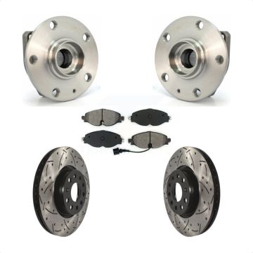 Front Hub Bearing Assembly Drilled Slot Brake Rotor Pads Kit For Volkswagen Golf Alltrack KBB-103088
