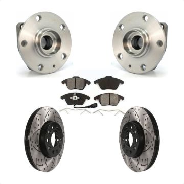 Front Hub Bearing Assembly Coated Drilled Slot Brake Rotor Pads Kit For Volkswagen Rabbit KBB-103089