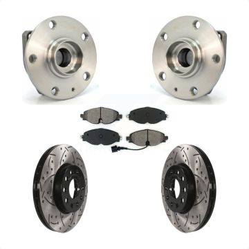 Front Hub Bearing Drilled Slot Brake Rotor Pads Kit For Volkswagen Golf SportWagen e-Golf KBB-103090