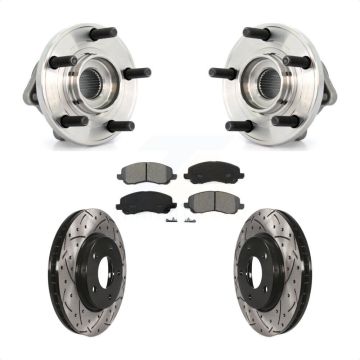 Front Hub Bearing Coated Drill Slot Brake Rotor Pad Kit For 2009 Dodge Caliber R/T/SXT/SE KBB-103091